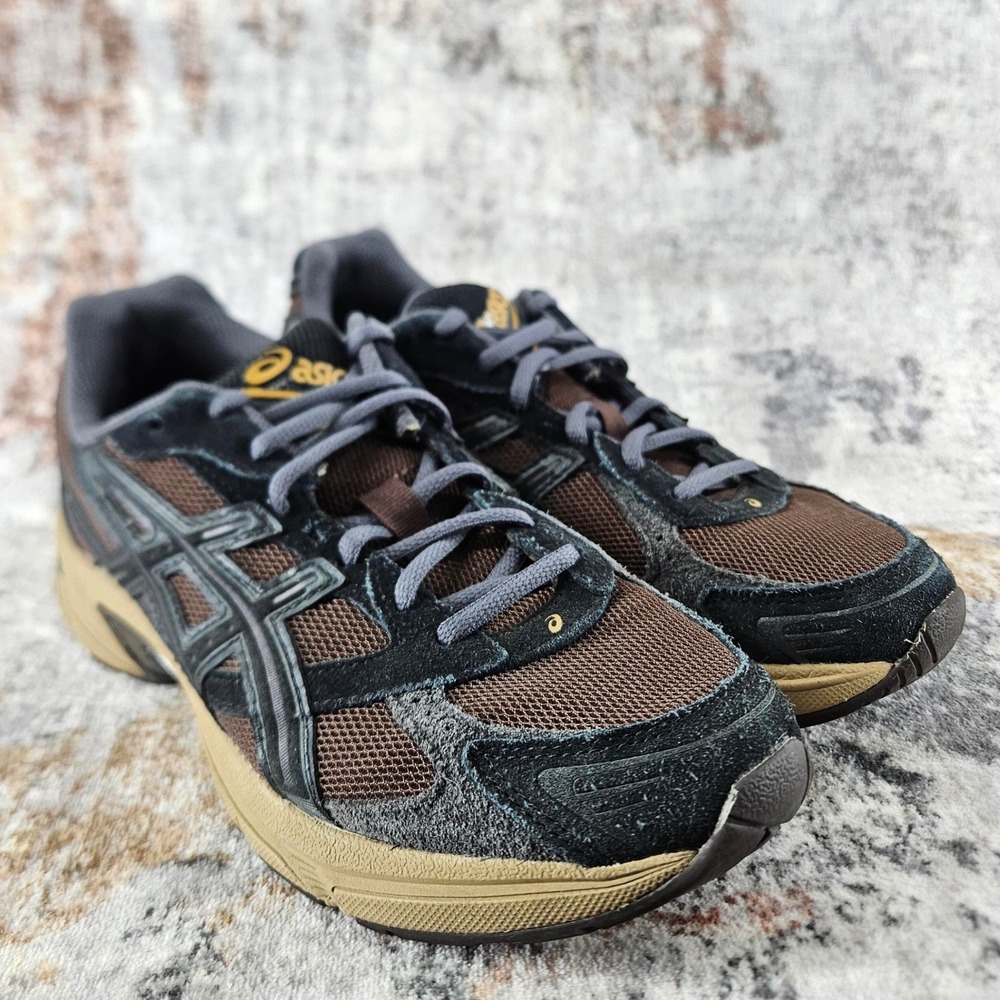 Asics Gel 1130 Running Shoes Mens 7 Black‎ Brown Suede 1201A255 Trainer Sneaker